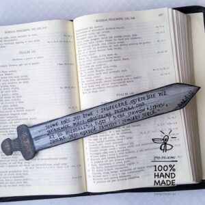 Zakładka do książki miecz z wersetem biblijnym